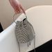 2022 Women's High-End Rhinestone Full Diamond Shiny Bucket Drawstring Stylish Versatile Handbag Crossbody Chain Bag_voghion.com