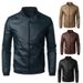 Men spring and autumn out wear PU leather jacket fashion motorcycle Korean slim-fit stand collar long sleeve zipper coat_voghion.com