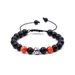 Bracelet de supporter de football – Perles rayées en agate rouge et jaspe zèbre, bijoux de sport tressés pour hommes et femmes_voghion.com