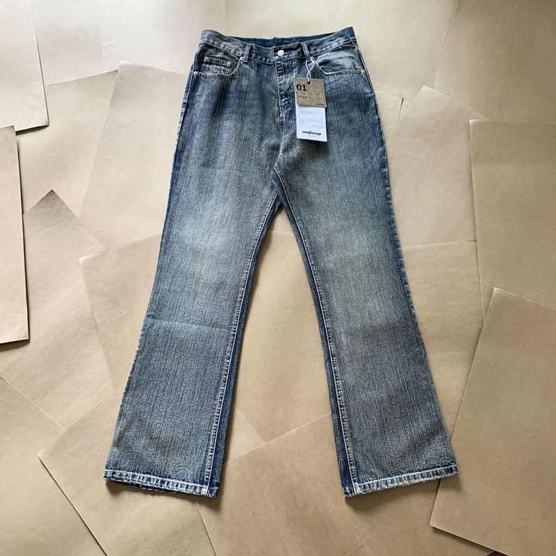 Herenkleding Bootcut Bamboe Patroon Silo Flared Jeans Cleanfit Losse Slim Broek_voghion.com