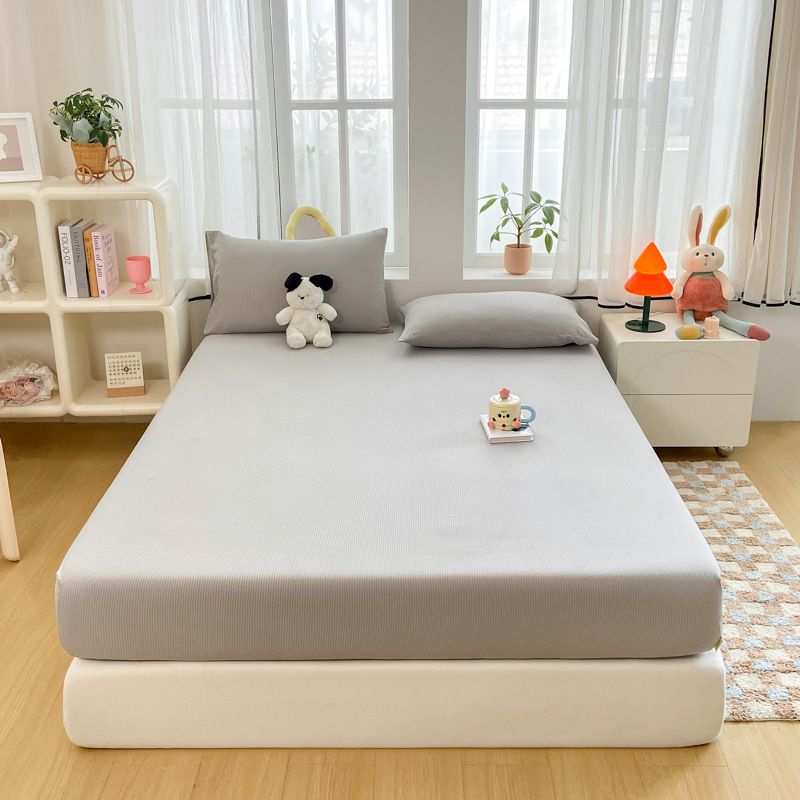 Set di lenzuola con angoli ipoallergenici – Coprimaterasso 3D Airflow con federe (puro poliestere, blu sale/verde lime/lavanda/grigio/rosa cipria)_voghion.com