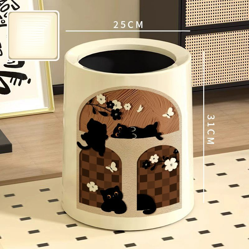 Çin Tarzı Kedi Yaratıcı Ev Büyük Kapasiteli Oturma Odası Mutfak Banyo Çöp Kutusu İç ve Dış Çift Çöp Kutusu_voghion.com
