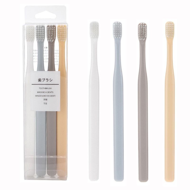 L Japanese MUJI Same Style Adult Small Head Soft Hair 4-pack Family Good Product Toothbrush_voghion.com