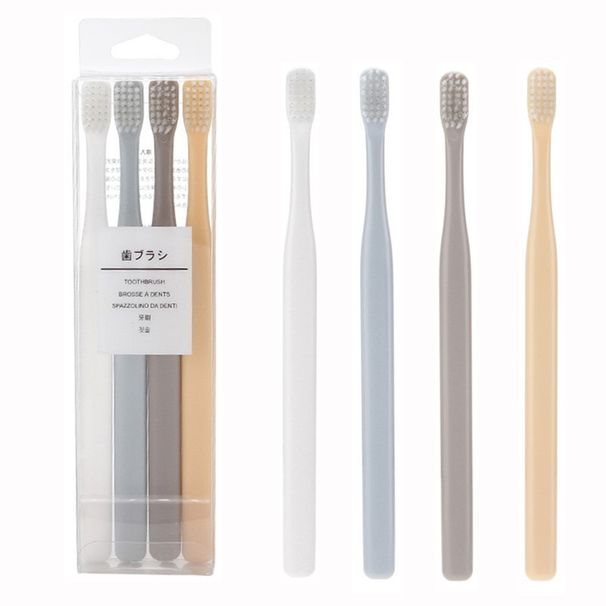 L Japanese MUJI Same Style Adult Small Head Soft Hair 4-pack Family Good Product Toothbrush_voghion.com