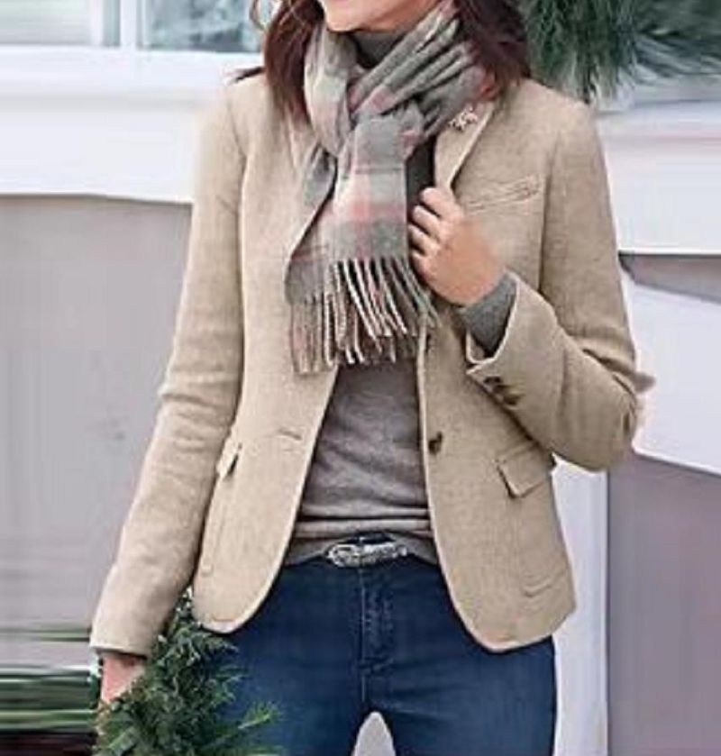 Women's suit jackets, coats, high-end texture, temperament, commuting lapels, loose woolen coats_voghion.com