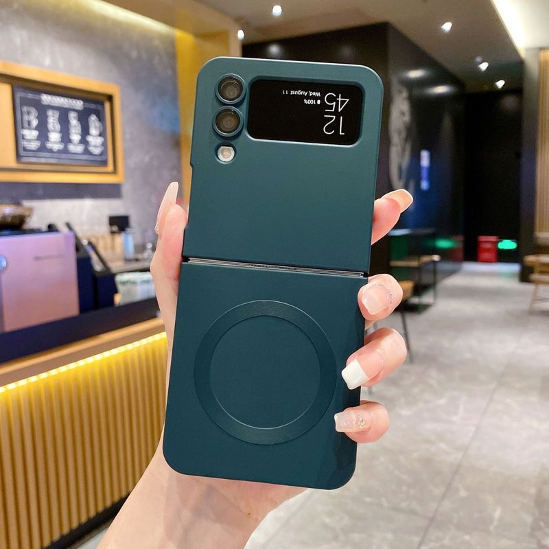 Etui na telefon komórkowy Nowa wersja jest odpowiednia dla Samsung ZFLIP5 Składane bezprzewodowe ładowanie Zflip4 Płynna farba metaliczna Magnetyczna osłona ssąca_voghion.com