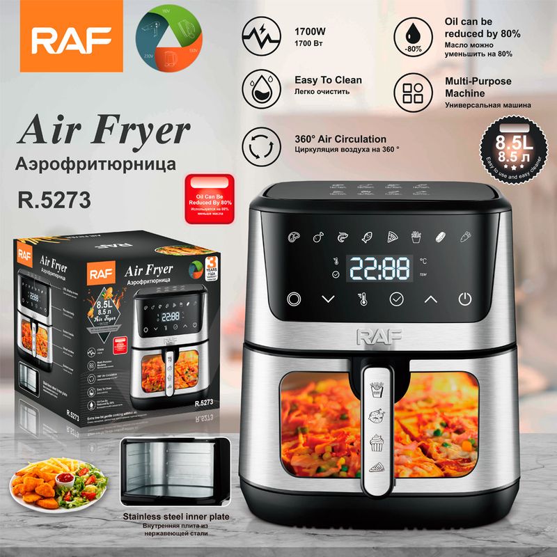 RAF EU Standard Cross-Border Air Large Capacity 8.5L Multifunctional Household Electric Fryer With Visual Smart Touch_voghion.com