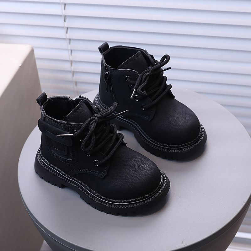 Children's shoes, girls' Martin 2024 Spring and Autumn new item, black children's boots, British style baby single boots_voghion.com