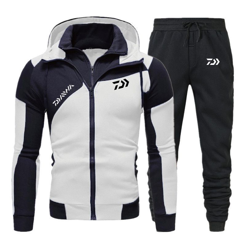 Zweiteiliges Sport-Freizeitset mit doppeltem Reißverschluss und Kapuze für Herrenpullover_voghion.com