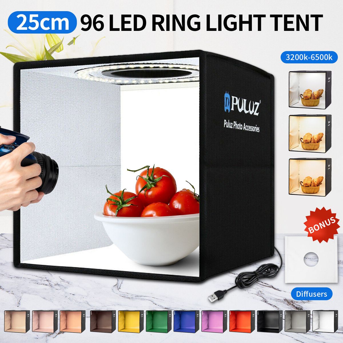 25/40 cm PULUZ Tragbare LED Foto Licht Box Zelt Cube Studio Fotografie_voghion.com