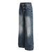Pantalones vaqueros desgastados para hombre – Pantalones rectos de estilo urbano con efecto de pintura en aerosol (S-XXL, Azul)_voghion.com