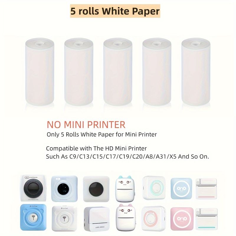 Mini Photo Pockt Printr Portabl Ink-fr Thrmal 57mm Stickr Trans Papr Wirlss BT 200dpi Android IOS Printing_voghion.com