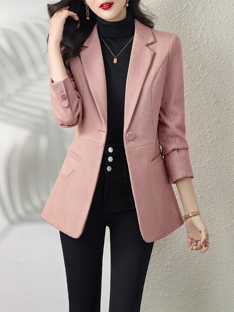 Yitimuceng Single Button Blazers for Women 2023 Fashion Vintage Long Sleeve Blazer Women Chic Office Ladies Lapel Slim_voghion.com