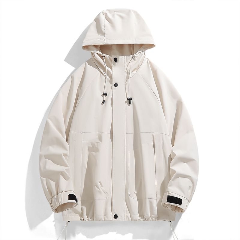 Unisex Wasserdichte Kapuzenjacke – Leichter winddichter Mantel für Frühling und Herbst (Dunkelnacht/Elfenbeinweiß/Olivgrün/Achatrot, M-3XL)_voghion.com