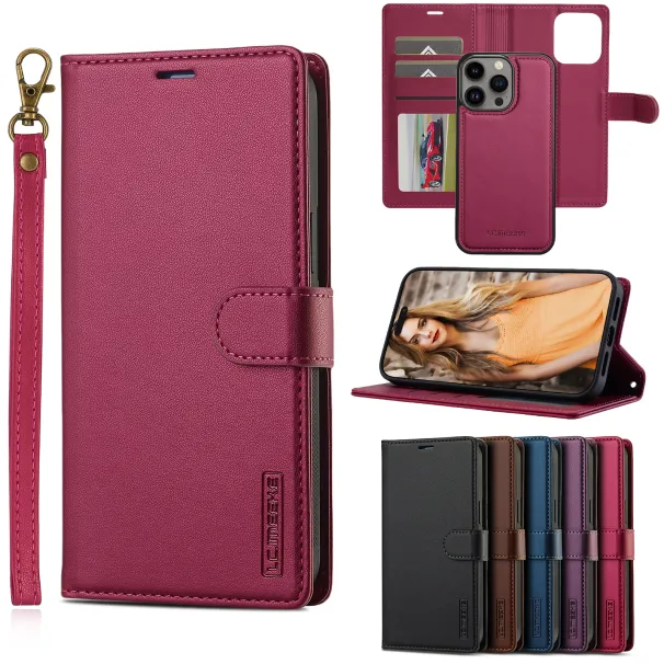 2 In 1 Removable Cards Solt Flip Leather Wallet Case For IPhone 16 Pro Max 14 Plus 15 13 12 11 SE 2022 XR XS Magnetic Bag Cover_voghion.com