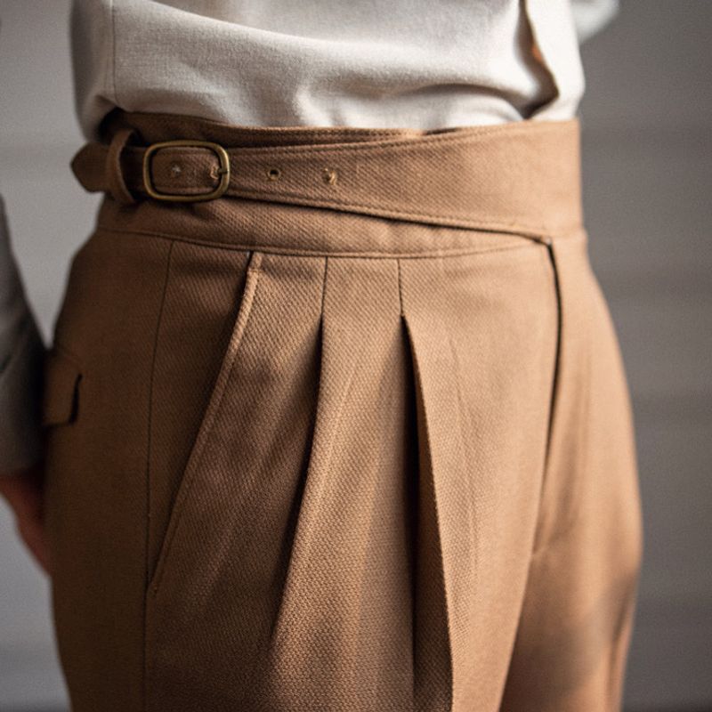Men's Clothing autumn and winter new Naples high waist straight trousers British men's casual all match trousers_voghion.com