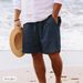 Männer Kleeder Summer nei Kotteng a Lengen Shorts String elastesch Taille riicht Been zolidd Faarf breathable alldeeglech Strand Fënnefpunkt Casual Shorts_voghion.com