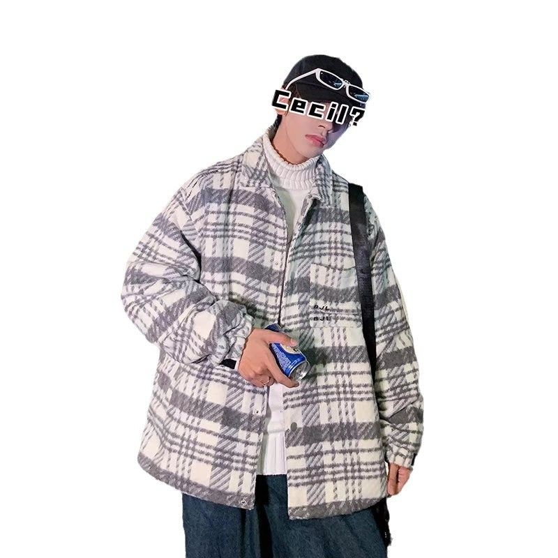 New plaid woolen jacket for men's autumn loose trendy brand lazy style jacket for spring and autumn trendy clothes_voghion.com
