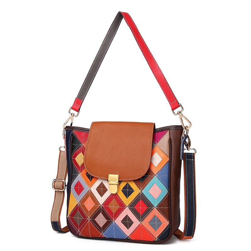Umhängetaschen für Damen, neue Designer-Umhängetasche aus echtem Leder – hochwertiges vollnarbiges Rindsleder, modische Damenhandtasche im Farbblockdesign für den täglichen Gebrauch_voghion.com