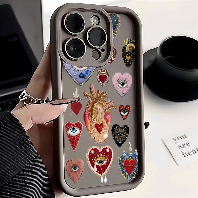 Coque de protection en forme de cœur et d'œil maléfique pour Samsung Galaxy S25, S24, S23, S22, S21 Ultra Plus, FE, A56, A55, A53, A54, A52, A35, A36, A34, A33, A26_voghion.com