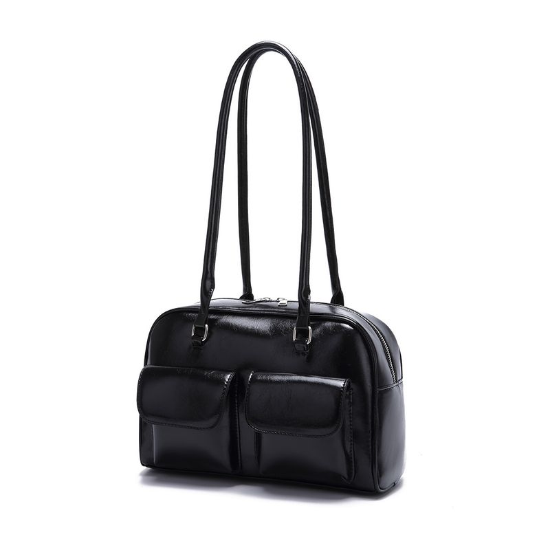 Borsa a tracolla singola coreana da donna, in pelle cerata e oliata, con doppia tasca, casual_voghion.com