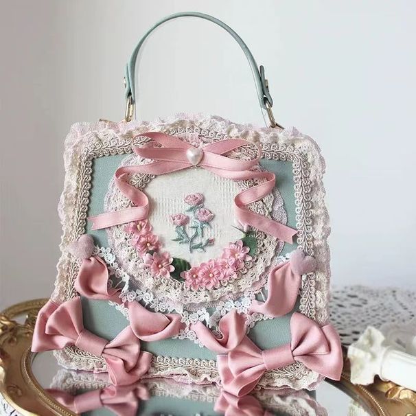 Lolita Mädchen Elegante Handtasche mit Blumenspitze_voghion.com