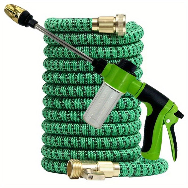 A Retractable Garden Hose Set With A High-pressure Water Gun Nozzle And US Standard 3/4-inch Connectors, Perfect For Outdoor Watering And Gardening._voghion.com