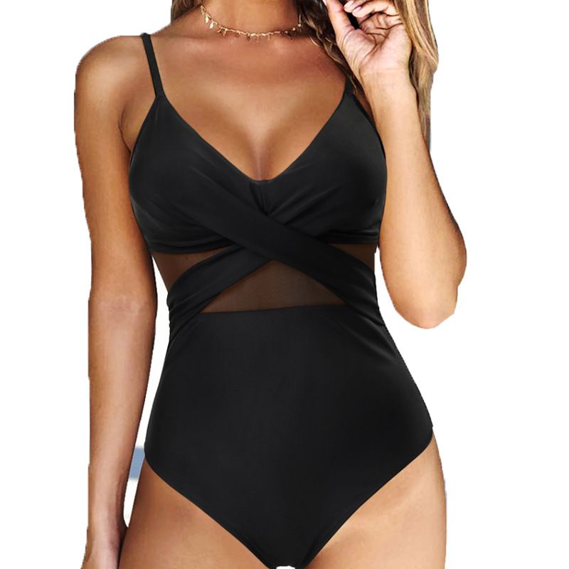 Damenbekleidung Sexy Slim Fit Einteiliger Badeanzug Weiblicher Neuer Mesh-Spleißen-Rückenfreier Badeanzug_voghion.com