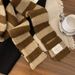 Color-Block Black And White Striped Plush For Women Winter Korean Version Versatile Thickened Warm Cold-Proof Soft Scarf_voghion.com