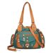 High Quality Washed Leather Women's Handbag, Retro Rivet Soft Leather Tote Bag, Multi Pocket Large Capacity Crossbody Bag_voghion.com