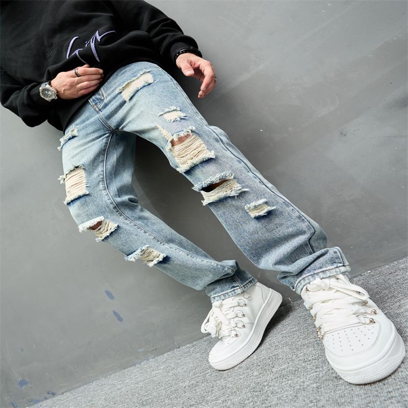 Men's Vintage Print Casual Jeans_voghion.com