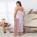 New Plus Size Ice Silk Nightgown With Long Suspender Design, Preferred For Women's Summer Home Wear_voghion.com