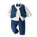 Kids Clothing three color vest shirt long sleeved trousers boy gentleman dress two piece suit_voghion.com