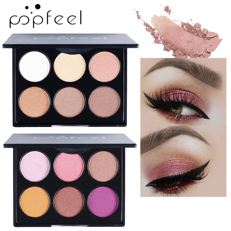 Eye Shadow POPFEEL 6 Color Glitter Powder Eyeshadow Six Color Mini Eyeshadow Pearlescent Matte Makeup Palette_voghion.com