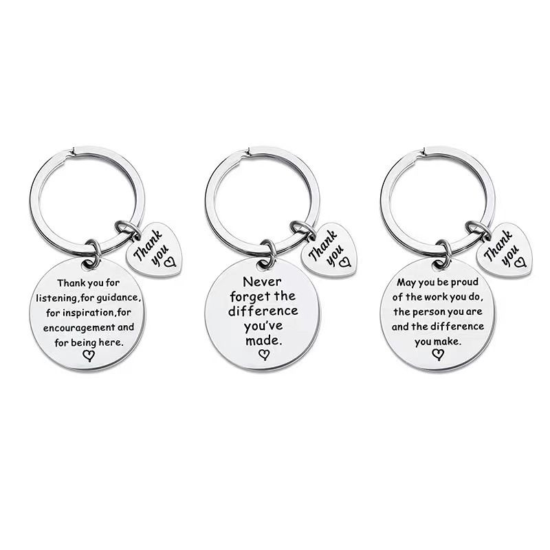 Cross-border English letter metal pendant DIY hand-engraved keychain creative school bag car key pendant_voghion.com