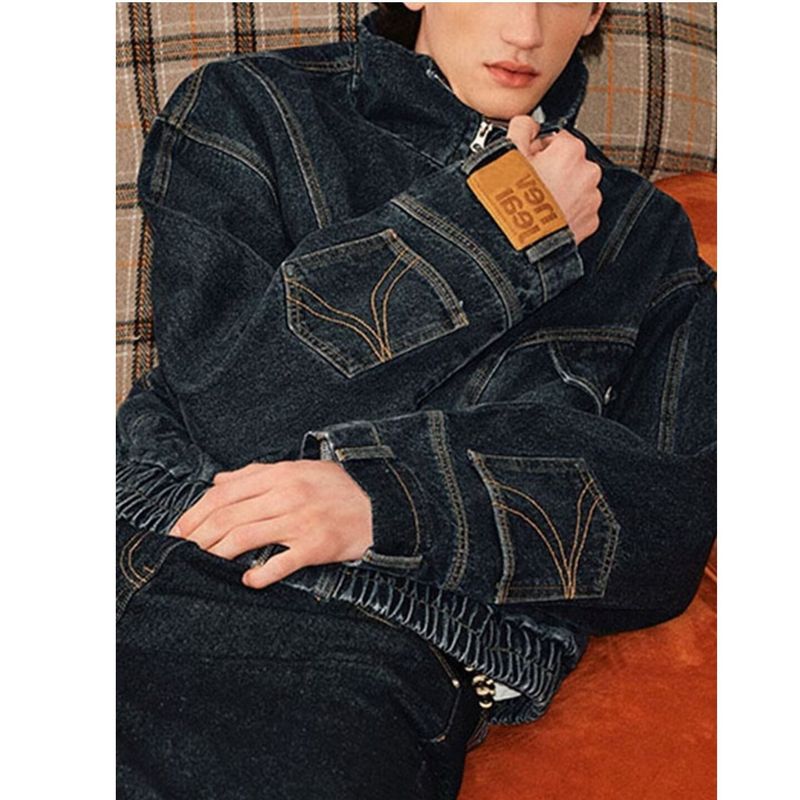 Herrenbekleidung, verwaschene Oversize-Jeansjacke für Männer und Frauen – Vintage-Streetwear-Mantel mit asymmetrischem Design (Grau, Hellblau, Blaugrau)​_voghion.com