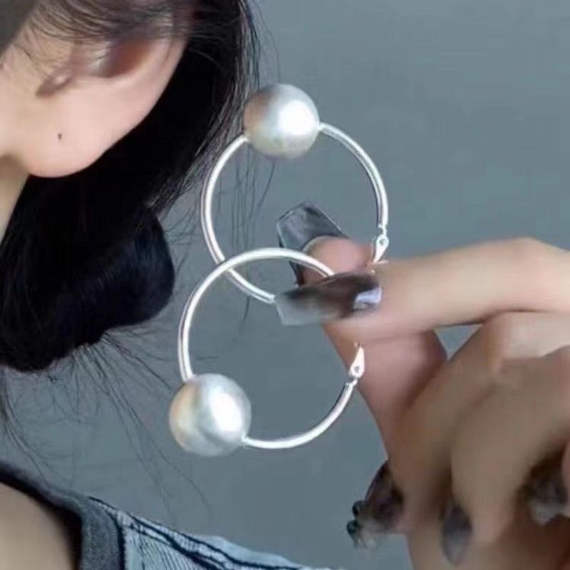 Gold Brushed Ball Earrings Women's Ear Buckle Premium Stud Earrings 2024 New Popular Earrings_voghion.com