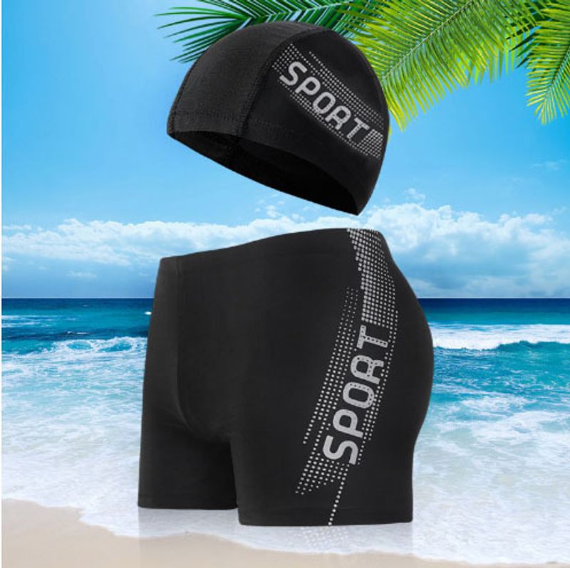 Completo da bagno Hot Spring da uomo - Boxer ad asciugatura rapida, costume da bagno e cuffia da bagno, comodo costume da bagno per spa e piscina_voghion.com