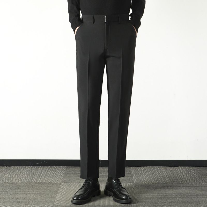 Poslovne hlače za moške, oprijete ravne hlače za prosti čas, moške napredne drape hlače proti gubanju, ki se ne likajo, moške_voghion.com