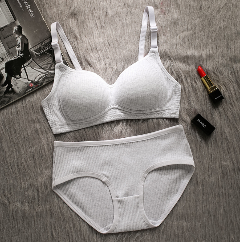 Sexy Cotton Bra Set Wireless Bralette Seamless Cozy Lenceria Underwear Set One-Piece Lingerie Briefs Suit нижнее белье_voghion.com