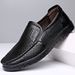 Men's Hollow Leather Driving Casual Trendy Hole Shoes Summer New Large Size Low-Top Slip-On_voghion.com