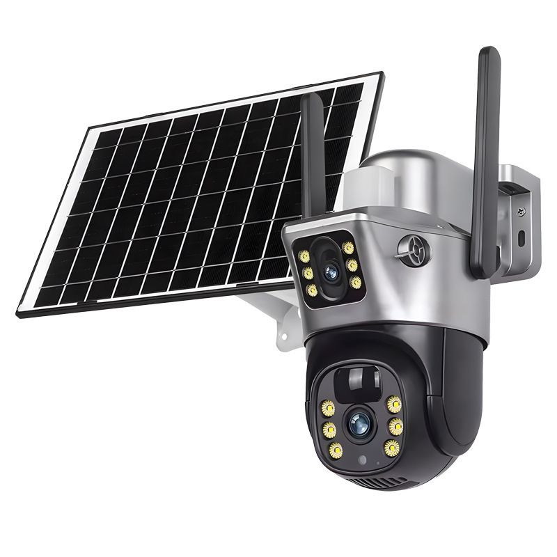 Solar-Powered Dual-Lens 4G/WiFi Security Camera - Outdoor 360° PTZ & Bullet Camera With Night Vision (Remote Viewing Motion Detection Weatherproof)​_voghion.com
