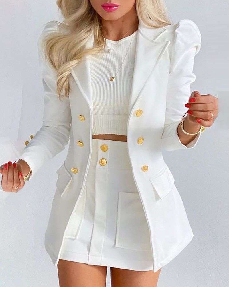 Damen Langarm Blazer Streetwear Blume_voghion.com