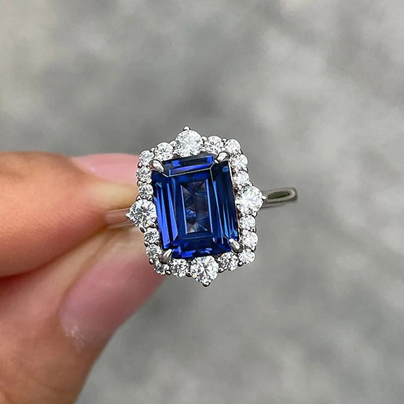 Anello unisex con taglio giada blu intarsiato di lusso Cao Shi, gioielli da donna ricca_voghion.com