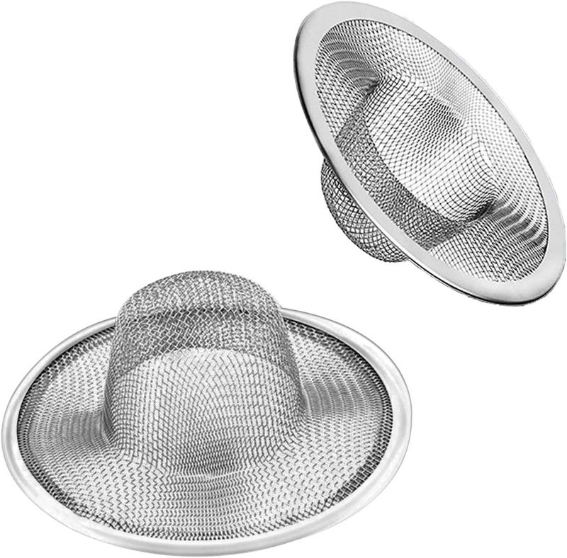 2 Heavy Duty Stainless Steel Inclined Basket Strainer Trap, 2.75inch 7cm Top 1inch (Approx. 2.5cm ) Mesh Metal Strainer,_voghion.com