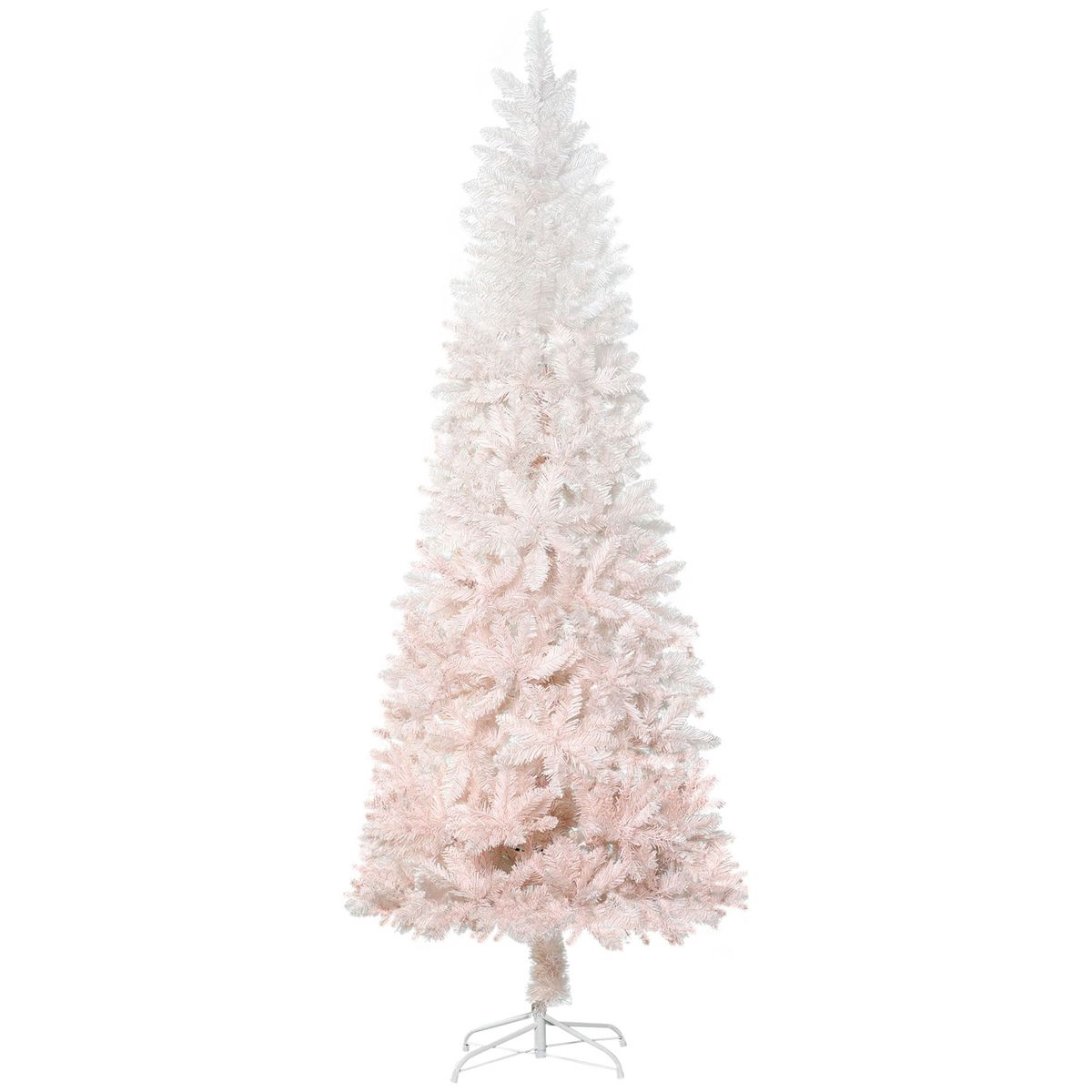 6' Tall Unlit Pencil Fir Artificial Christmas Tree With Realistic Branches And Steel Base, Pink And White_voghion.com