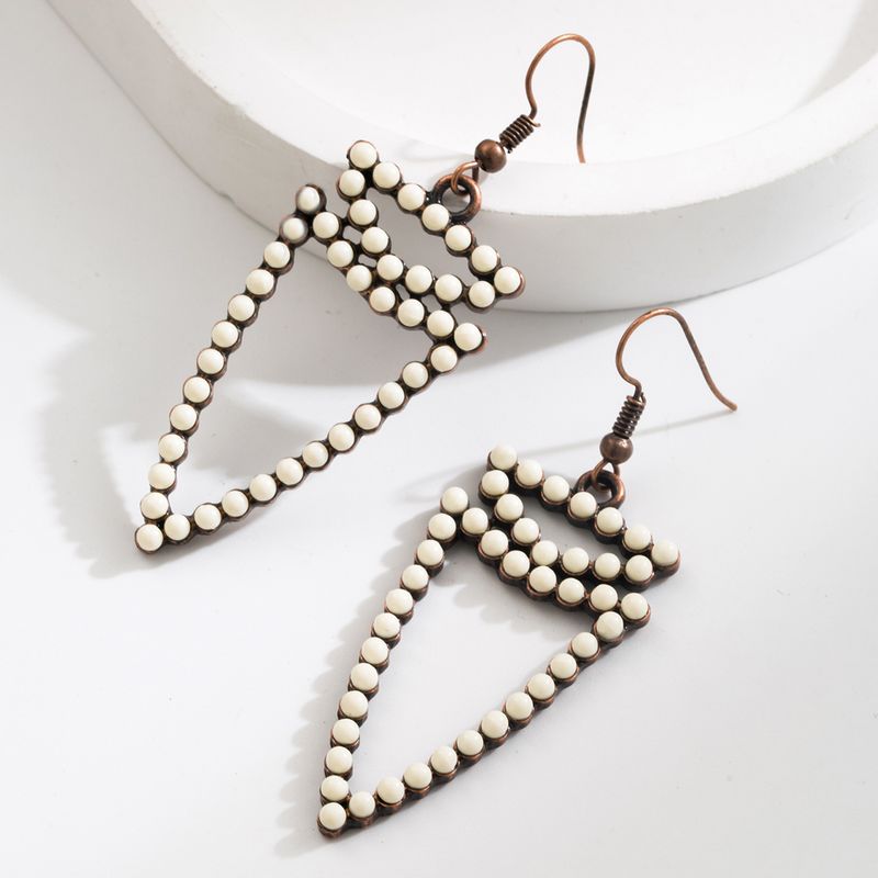 1 Pair Exaggerated Classic Style Geometric Inlay Alloy Turquoise Gold Plated Drop Earrings_voghion.com