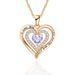 Halskette mit Geburtsstein für Damen, Roségold, Geburtsstein, Liebeskette, Anhänger, Diamant, herzförmige Halskette_voghion.com