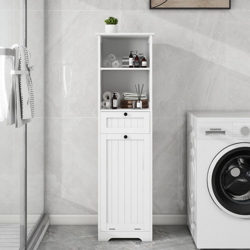 One-Compartment One-Drawer Tilt-Out Laundry Sorter Cabinet_voghion.com