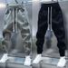 Men's Clothing Spring New Vertical Stripe Casual Pants Men's Trendy Elastic Waist Cuff Pants Fashion Sports Pants_voghion.com